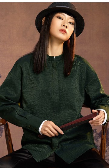 碧竹/新中式寬松襯衣 休閒襯衫