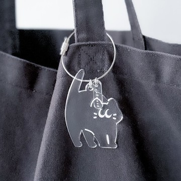 Neko-yan 透明壓克力鑰匙圈 - 充滿期待的 Neko -