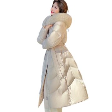 [米蘭精品] 現貨+預購 頂級真羽絨外套90%鴨絨羽絨衣秋冬外套保暖上衣大碼休閒女裝-狐狸毛領長版3色74mw41