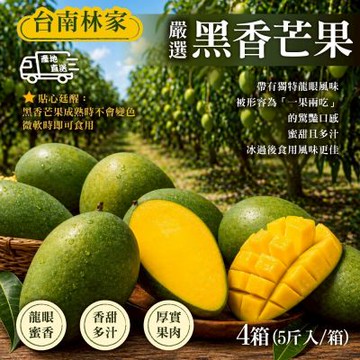 預購【台南林家】 特選黑香芒果5斤x4箱 (烏香芒果/龍眼香/夏季限定)