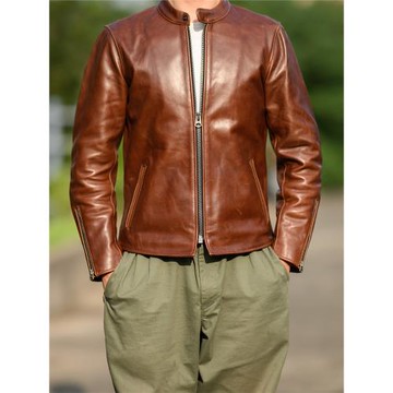 斷碼，有瑕，馬皮立領夾克簡約修身