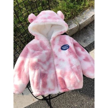 女童棉服加絨加厚冬季毛毛衣寶寶外套2025新款保暖兒童仿皮草親子