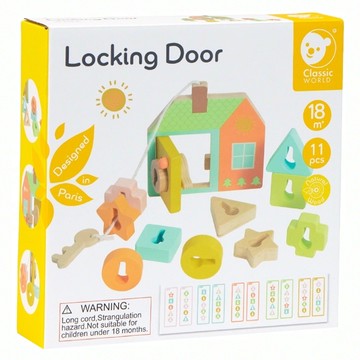 Classic WORLD 客來喜 經典木玩 蒙式學習趣味門鎖 20143  多色  1組