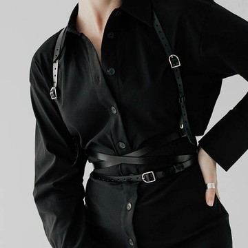 【免運】機能朋克風 束腰抱嬰袋 腰封吊帶 皮質肩帶 女辣妹 jk襯衫 裙子  外搭