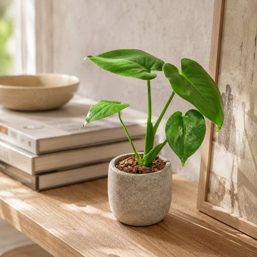 龜背芋 桌上型水泥盆栽 觀葉植物 禮物 盆栽 交換禮物 植物