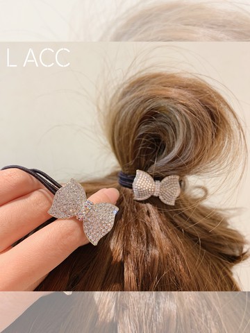 水鉆珍珠蝴蝶結發圈女扎頭發發飾頭繩女生皮筋發繩發圈女飾品