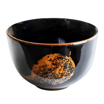 佐和陶瓷國際有限公司 天目葉紋千茶杯 日本製 8.5 x 5.6cm 160ml  1個  黑色