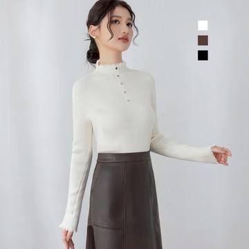 【追加到貨】niceioi 秋冬輕暖高領蕾絲滾邊包芯紗針織上衣