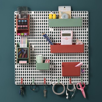 洞洞板置物架 牆面免打孔牆上收納學生宿舍神器掛牆桌上家用置物板【MJ8443】