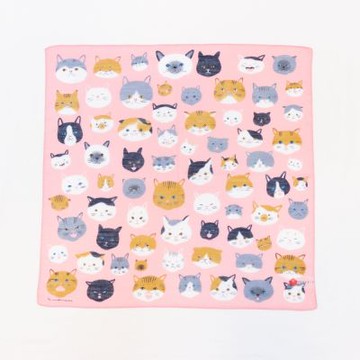 京都手帕-洛花系列-貓咪/柴犬/兔子/ 一輪插