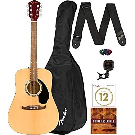 Fender FA-125 Dreadnought Acoustic Guitar Natural Bundle with Gig Bag, Tu