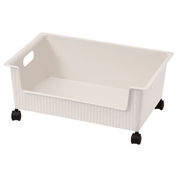 【德利生活】 桌下附輪收納整理箱  大  白色  1個