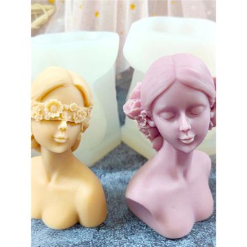 ins立體少女女孩半身像香薰蠟燭硅膠模具手工DIY伴手禮石膏樹脂擺