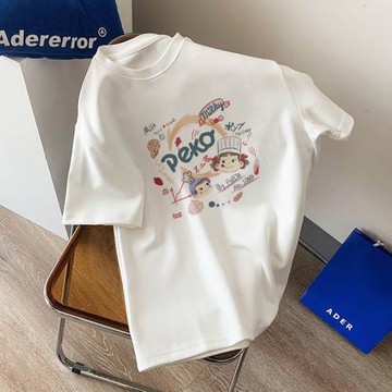 設計感小眾卡通印花寬松顯瘦短袖T恤女夏季新款洋氣減齡百搭上衣