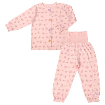 akachan honpo - 長袖前開式家居服-穿衣練習 城堡&妖精-粉紅色