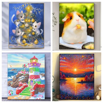 💛台灣現貨💛盒裝💛 DIY鑽石貼畫 新款5D鑽石畫 大幅 水鑽 黏鑽畫 手工點鑽畫 新年鑽貼 滿鑽 手作 立體貼鑽畫