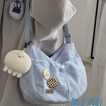 大容量單肩包包女 韓版學院風通勤餃子包 少女學生上課斜挎包 斜跨包 ins風