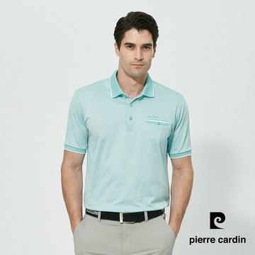 【pierre cardin 皮爾卡登】男款 吸濕排汗緹花短袖polo衫-藍綠色 (5257209-42)