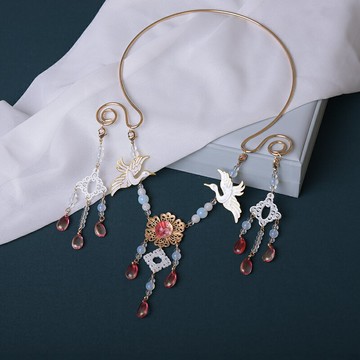 古風飾品瓔珞項圈明制少女漢服配飾景泰藍首飾復古項鏈軟瓔珞項飾