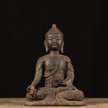 佛像 宗教擺件 家居擺件仿古鐵器純鐵千衣佛中式復古釋迦牟尼佛坐像古法工藝制作客廳陳設