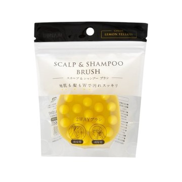 日本 AKAISHI 雙面矽膠洗髮/按摩梳-黃 1st (JN654-515)