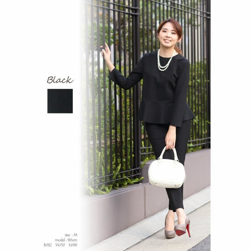 美品★着画見本あり★ペプラム セットアップ パンツ 結婚式　仕事着 日本製」 セットアップ パンツスーツ レディース 七五三 卒業式
