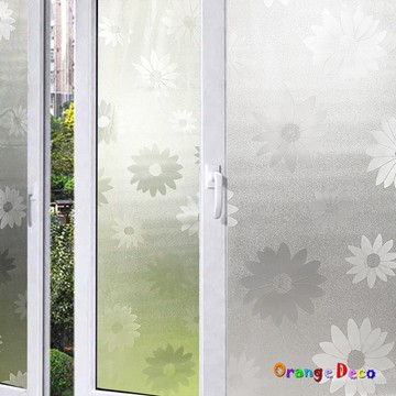 【橘果設計】小雛菊 靜電玻璃貼 45*200CM 防曬抗熱 無膠設計 磨砂玻璃貼 可重覆使用 壁紙