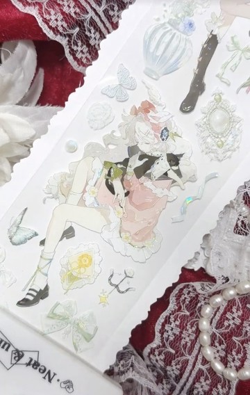 淺春 ロリータ 少女 花園 Lolita PET 紙膠帶 貝殼光 (kiss cut)