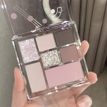 臺灣/✨眼妝  眼影盤 妝容新品七色眼影盤珠光啞光煙粉紫低飽和純欲清冷碎鑽閃高光腮紅一體