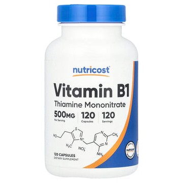 Nutricost, 維生素 B1，500 毫克，120 粒膠囊