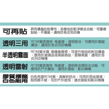 【longder龍德】電腦標籤紙 21格 LD-855-W-A 白色 105張 影印 雷射 貼紙