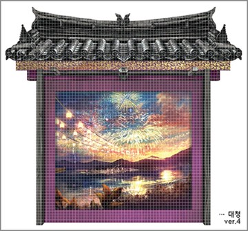 東方韓國主廳4種（黑浣熊）復古拼貼圖案紙