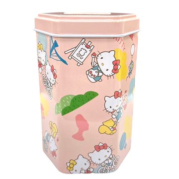 小禮堂 Hello Kitty 鐵製六角形存錢筒 (粉橘姐妹款)