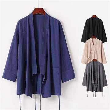 【米蘭精品】現貨+預購 新中式棉麻上衣棉麻襯衫唐裝上衣日系亞麻罩衫休閒男裝-男外套5色74lk1