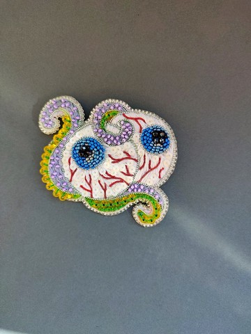 克蘇魯怪物  自然主義洛夫克拉夫特邪眼珠寶胸針  恐怖珠寶