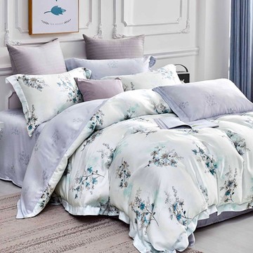 【Great Living格蕾寢飾】英國Abelia 醉花影 雙人天絲木漿防蹣抗菌吸濕排汗兩用被床包組