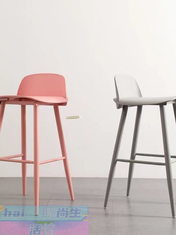 免運 可開發票 家用椅子 辦公椅 餐椅 北歐創意吧臺椅前臺高腳凳60cm鐵藝高椅子現代簡約設計師酒吧臺凳