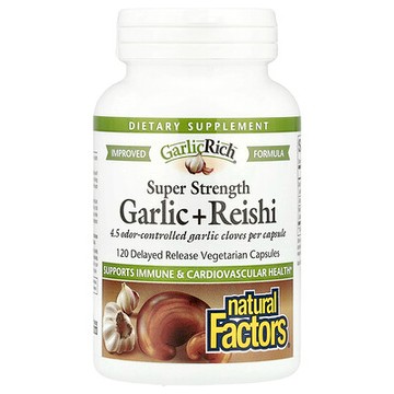 Natural Factors, GarlicRich®，特強型大蒜 + 靈芝，120 粒緩釋素食膠囊