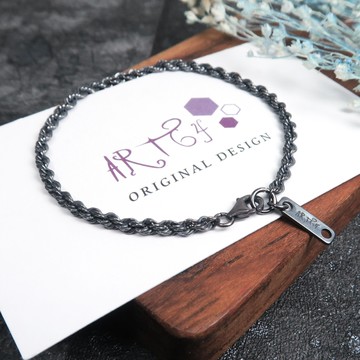 ART64 純銀 編織繩索手鍊 復古黑 (2.8mm中寬鍊) 925純銀手鍊 ART64品牌經典手鍊