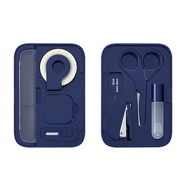 日本文具代購 - 【PLUS】team-demi磁吸式美勞工具組/文具組-深夜藍 (12.4x8.5x3.5cm)