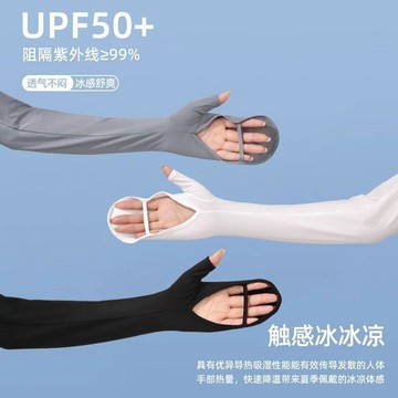 心隔日💥冰絲防曬袖套 長款防曬袖套 護臂一體 涼感袖套 防紫外綫 全掌鏤空 透氣袖套 機車袖套 登山袖套 戶外釣魚