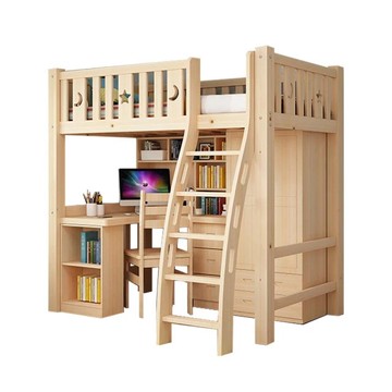 【HABABY環安家居】成長型書桌衣櫃床-爬梯款-單人加大床型(成長型床架、台灣製、書桌床)書桌放右