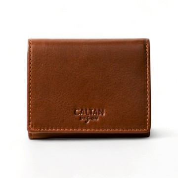 【CALTAN】真皮/中夾 | Light俐落扣式輕薄三折短夾 - 075290