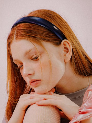Simple Shiny Metallic Voluminous Hairband [Navy]