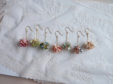 繽紛小花球-耳環 手作水晶花樹脂飾品 新娘頭飾/伴娘配飾