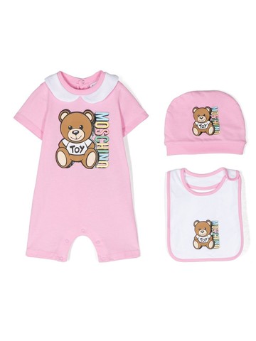 Moschino Kids - Toy Bear print three-piece set - kids - Cotton - 6-9 - Pink