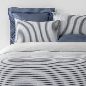 HOLA 和樂家居 自然針織條紋被套  經典藍條紋  210 x 180 x 1cm