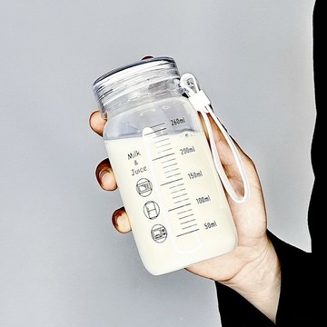 牛奶杯耐高溫玻璃學生便攜可微波豆漿杯子家用帶蓋刻度杯密封