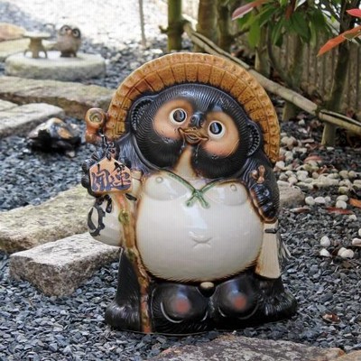 信楽焼 たぬき 置物 高さ26cm 陶器 縁起物 8号古信楽風開運狸 ta-0319