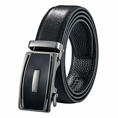 Guzarap メンズ ベルト 自動ロック サイズ調整可能 レザー カジュアル ビジネス